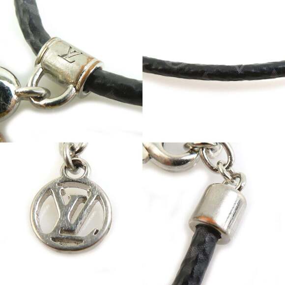LOUIS VUITTON Black Monogram Canvas Charm Bracelet
